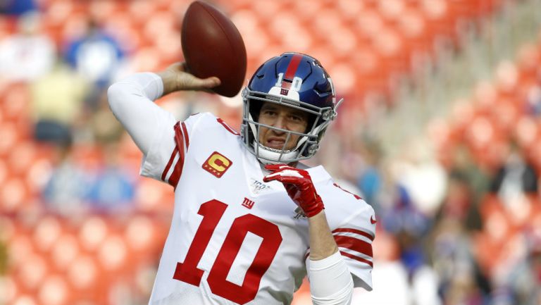 Eli Manning durante un partido con los Giants