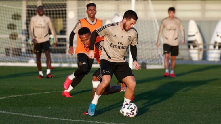 Eden Hazard durante un entrenamiento del Real Madrid