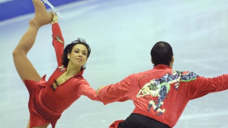 Sarah Abitbol en presentación de patinaje