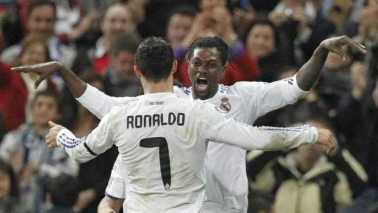 Emmanuel Adebayor y Cristiano Ronaldo en Real Madrid 