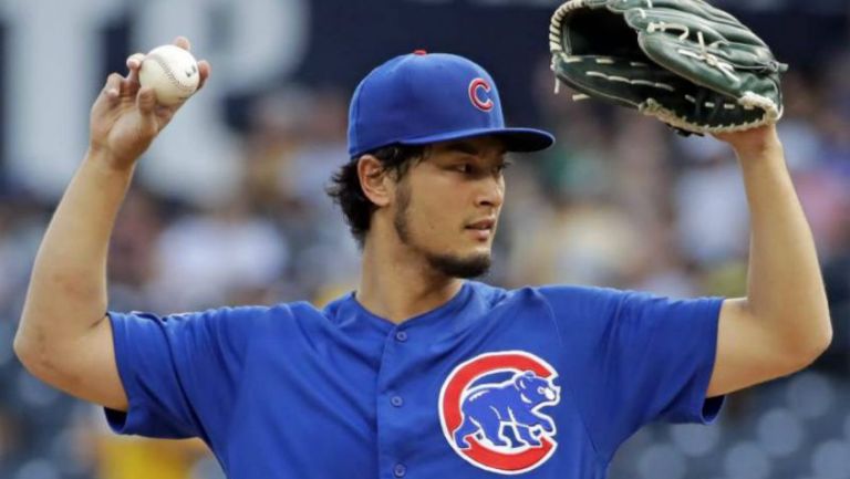 Darvish en un juego con los Cubs 