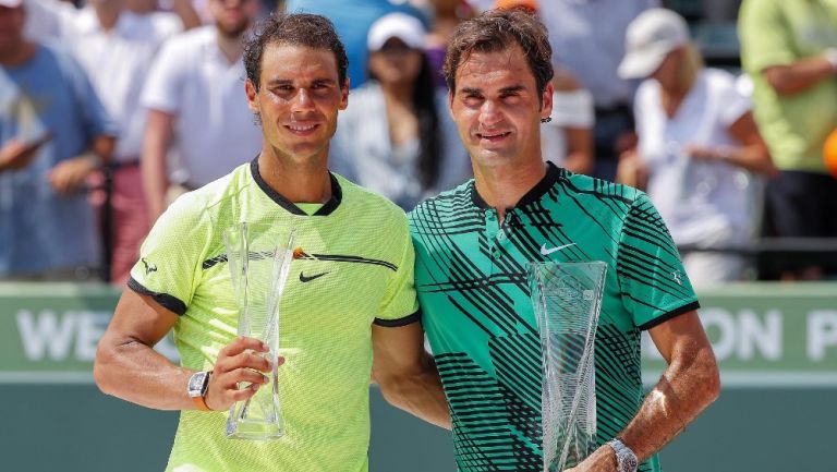 Rafael Nadal junto a Roger Federer