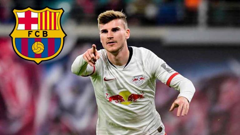 Timo Werner celebra una anotación con el Leipzig 