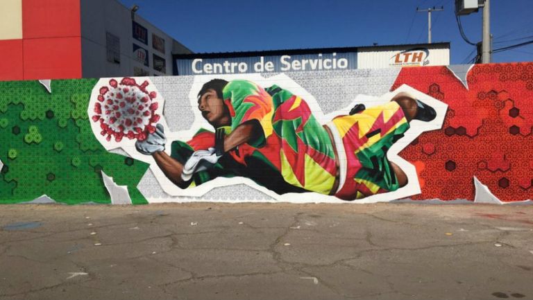 Jorge Campos plasmado en un mural