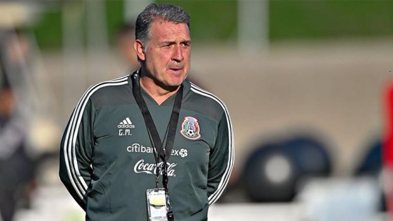 Gerardo Martino, durante un entrenamiento con el Tri