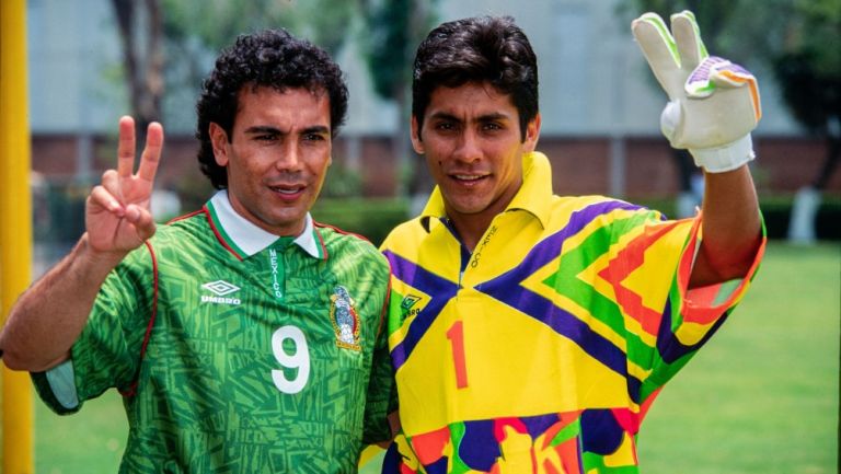 Hugo Sánchez y Jorge Campos previo al Mundial de EE.UU de 1994