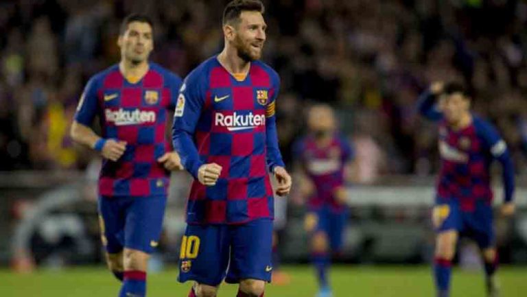 Messi, en festejo con el Barcelona