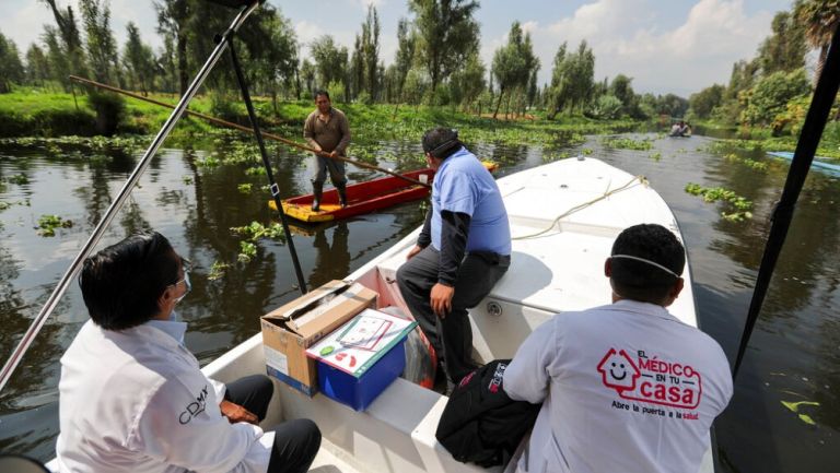 Trabajadores de la salud en Xochimilco, CDMX