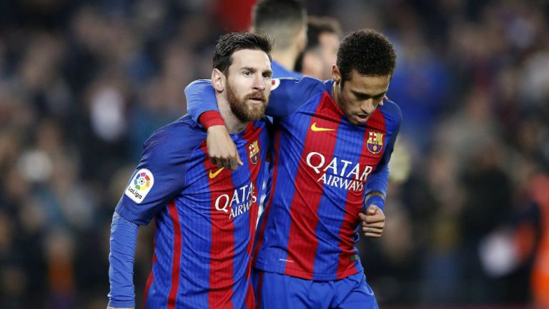 Messi en partido con Neymar en Barcelona