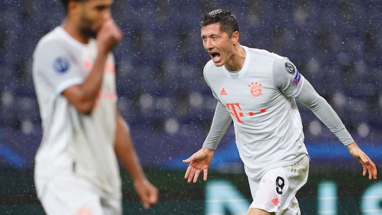 Lewandowski celebrando un gol con el Bayern Munich