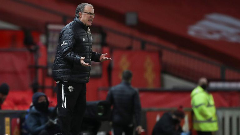 Bielsa en el partido contra el Manchester United