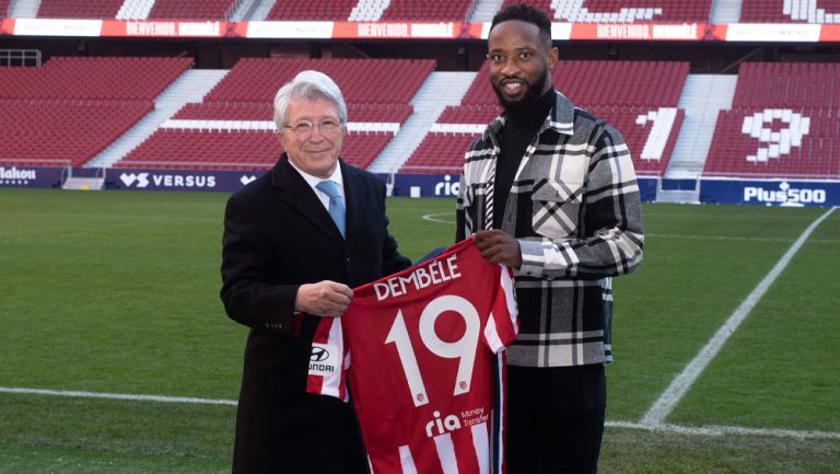 Moussa Dembélé en su presentación con el Atlético 