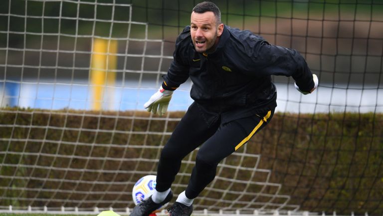 Samir Handanovic durante una sesión con el Inter 