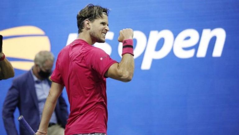 Dominic Thiem festeja jugada en el US Open