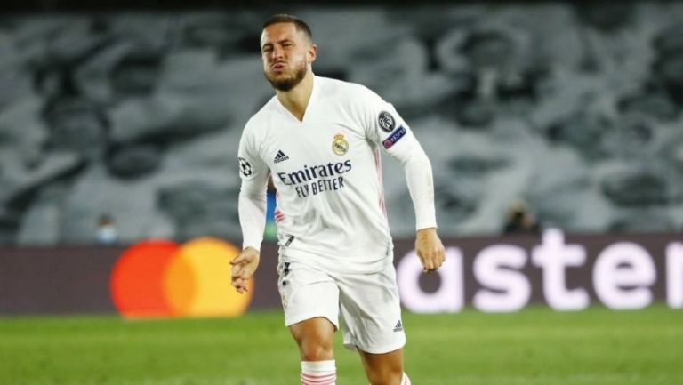 Eden Hazard durante un partido con el Real Madrid