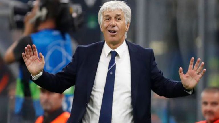 Gian Piero Gasperini, contento tras un gol de su equipo