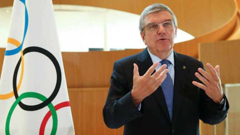 Thomas Bach durante un evento en Suiza