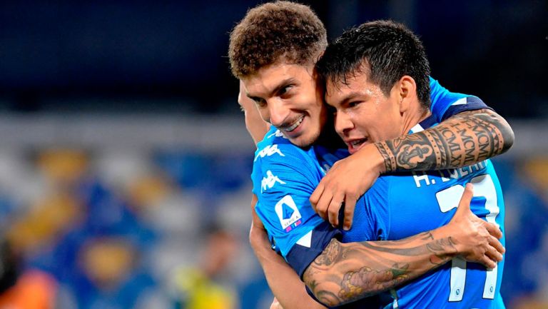 Jugadores del Napoli, en festejo de gol