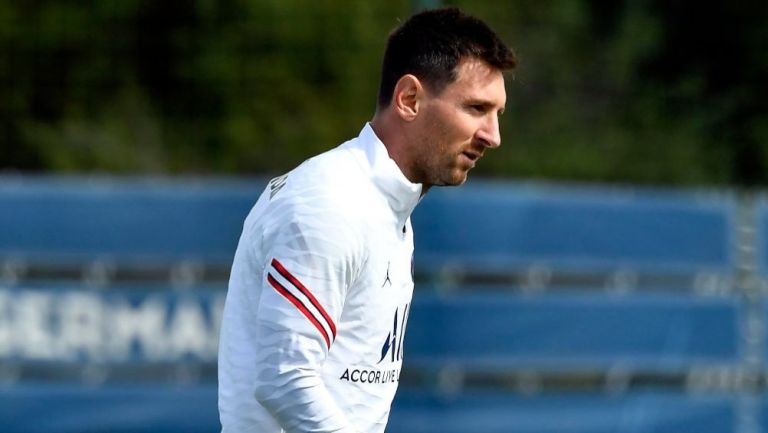 Lionel Messi en un entrenamiento del PSG