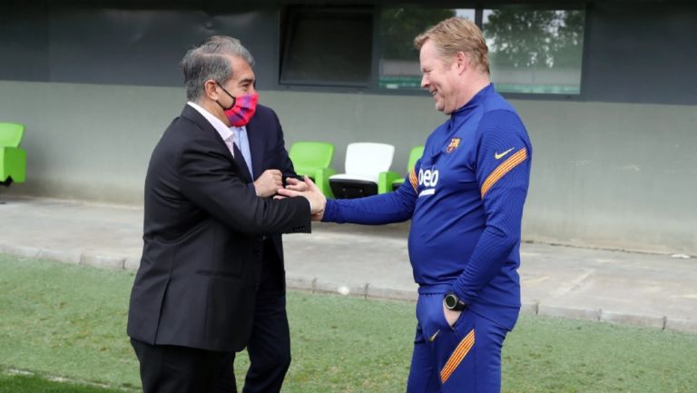 Joan Laporta y Ronald Koeman en las instalaciones del Barcelona 