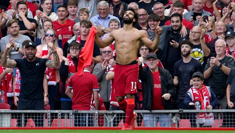 Mohamed Salah celebra anotación con el Liverpool frente al Crystal Palace