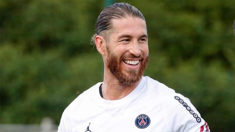 Sergio Ramos en un entrenamiento con PSG