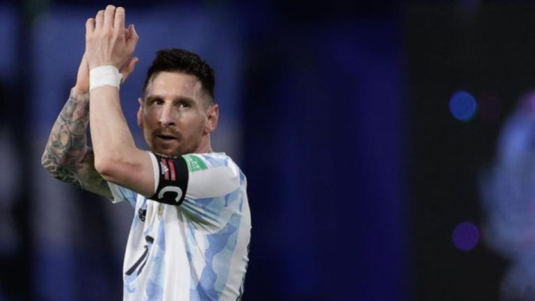 Messi en festejo con Argentina