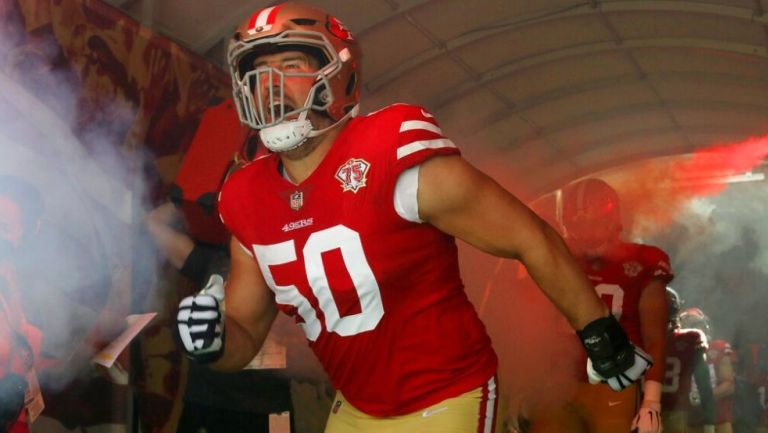 Alex Mack, de los 49ers de San Francisco, previo al partido contra Seahawks 