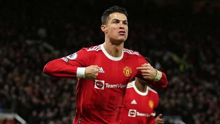 Cristiano Ronaldo durante un partido con el United