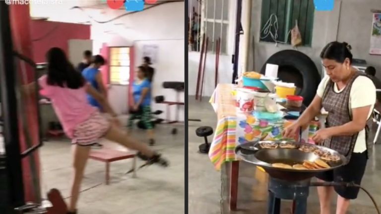 Gimnasio comparte local con puesto de garnachas