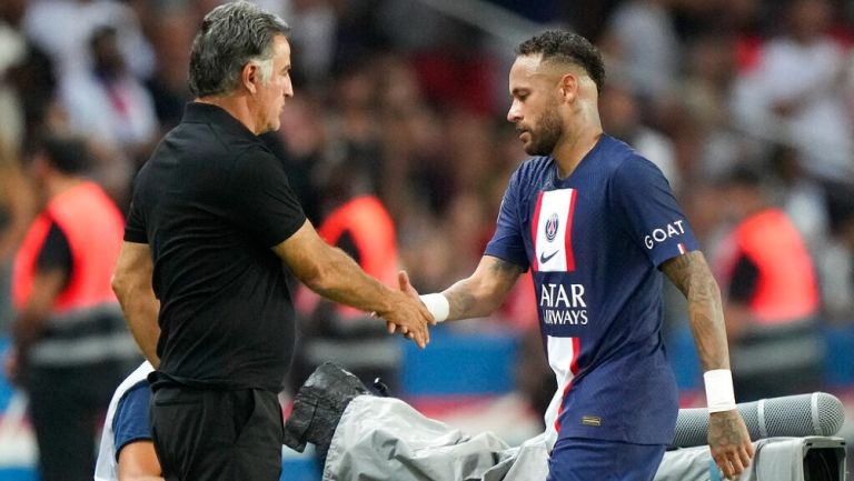 Galtier y Neymar durante partido del PSG