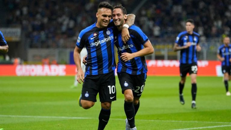 Lautaro Martínez en festejo con el Inter de Milán