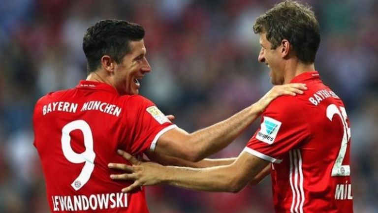 Lewandowski y Müller en el Bayern Munich