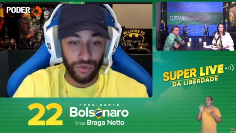 Neymar Jr y Bolsonaro en transmisión de YouTube