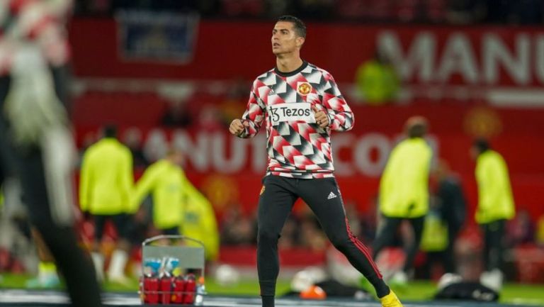 Cristiano Ronaldo previo a un partido del Manchester United