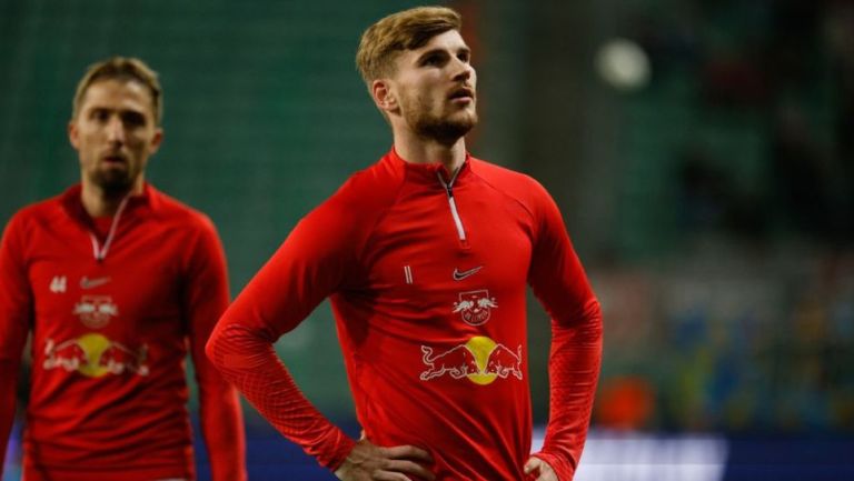 Timo Werner previo a un partido del Leipzig