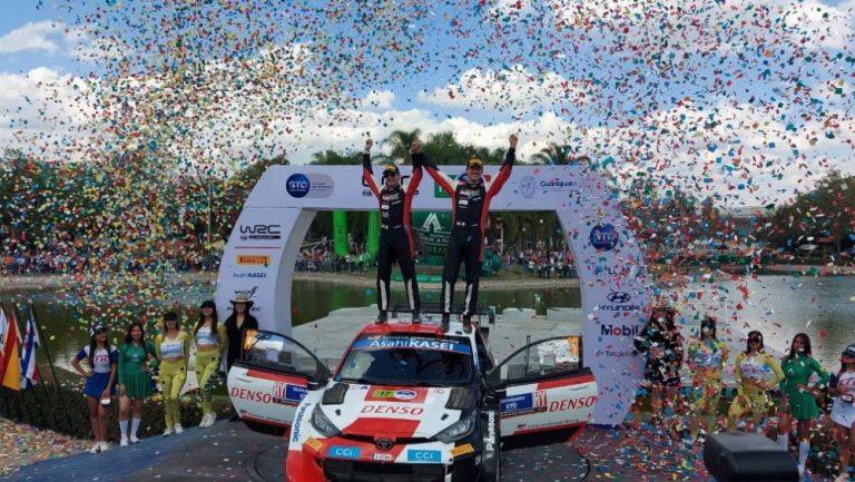 Sébastien Ogier durante la ceremonia de premiación