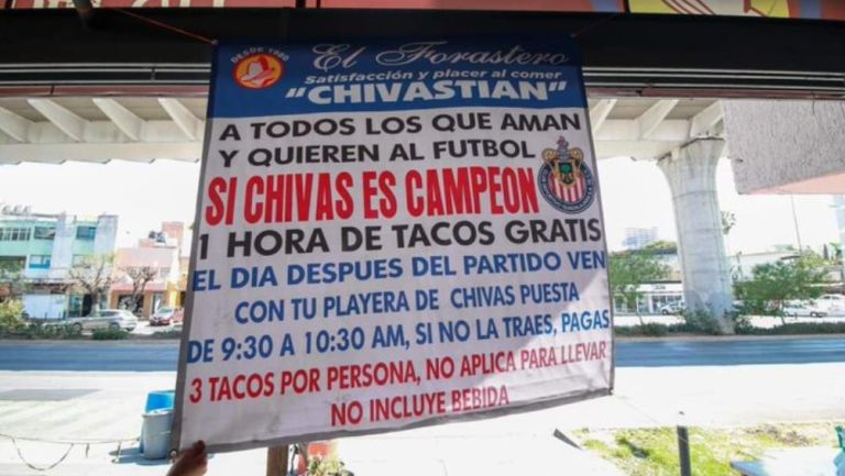 Una hora de tacos gratis si Chivas es Campeón en este negocio