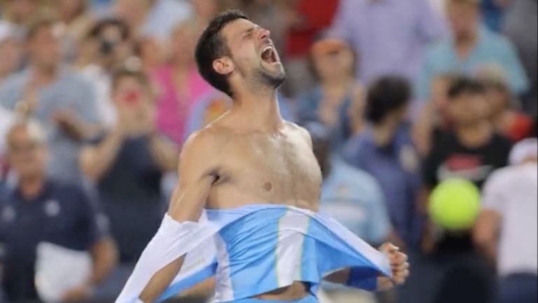 Djokovic celebró asi su victoria en Cincinnati