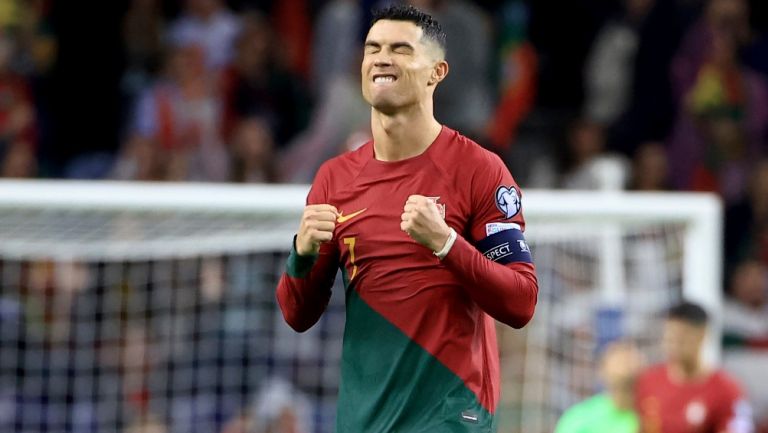 Cristiano Ronaldo celebrando su doblete con Portugal