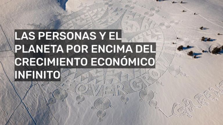 Greenpeace en contra del Foro Económico y expresa su enojo con dibujo en la nieve