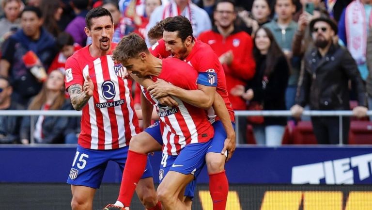 El festejo de los colchoneros tras el gol 