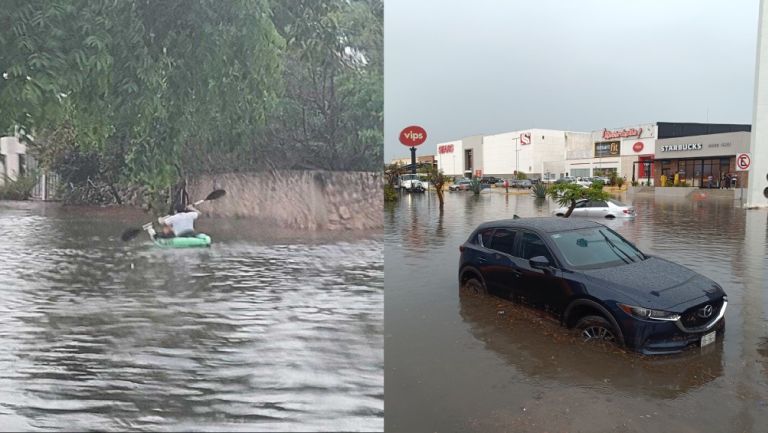 Mérida bajo el agua después de intensas lluvias