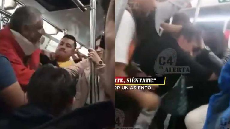 VIDEO: Hombres y mujeres se pelean en el Metro de la Ciudad de México por un asiento