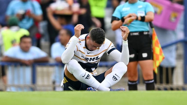 Funes Mori celebra el primer gol en su carrera en el Olímpico