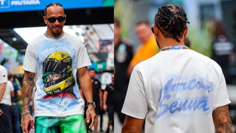 Lewis Hamilton arriba al GP de Brasil con playera en honor a Ayrton Senna